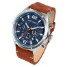 Montre Homme bracelet cuir véritable brun Just Watch cadran bleu