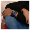 Montre Homme bracelet cuir véritable brun Just Watch cadran bleu