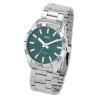 Montre Homme Q&Q bracelet acier inoxydable argenté cadran vert 43 mm