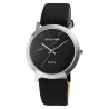 Montre Femme bracelet cuir synthétique noir Excellanc cadran noir marbré