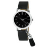 Montre Monopol Femme bracelet cuir synthétique noir cadran noir