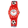 Montre Enfant QBos bracelet silicone rouge motif football