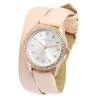 Montre Femme Excellanc bracelet cuir synthétique rose sertissage de strass 36 mm