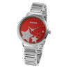 Montre Femme Raptor bracelet acier inoxydable argenté cadran rouge
