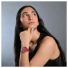 Montre Femme Raptor bracelet acier inoxydable argenté cadran rouge