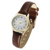 Montre Femme Excellanc bracelet cuir synthétique brun cadran blanc 28 mm
