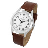 Montre Classique bracelet cuir synthétique brun Homme cadran blanc 40 mm