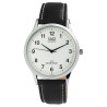 Montre Q&Q Homme bracelet cuir synthétique noir cadran blanc 40 mm