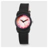 Montre Raptor Femme bracelet cuir véritable noir cadran rouge 30 mm