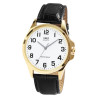 Montre Homme Q&Q dorée bracelet cuir synthétique noir cadran blanc