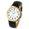 Montre Homme Q&Q dorée bracelet cuir synthétique noir cadran blanc