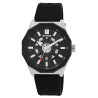 Montre Raptor homme boîtier acier octogonal cadran noir bracelet silicone
