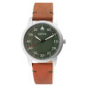 Montre Raptor bracelet cuir véritable brun Homme cadran vert
