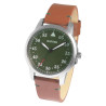 Montre Raptor bracelet cuir véritable brun Homme cadran vert