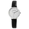 Montre Femme Excellanc bracelet cuir synthétique noir cadran argenté 33 mm