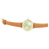 Montre Femme Excellanc bracelet cuir synthétique brun sertissage de strass
