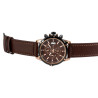Montre Homme Elite bracelet cuir véritable brun chronographe