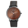 Montre bracelet cuir synthétique noir Femme Excellanc cadran brun 42 mm