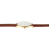 Montre Homme Q&Q bracelet cuir synthétique brun cadran blanc