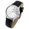 Montre Homme Q&Q bracelet cuir synthétique noir cadran argenté