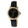 Montre Femme bracelet cuir synthétique noir Alain Miller cadran noir lunette strass