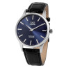 Montre Homme Q&Q bracelet cuir véritable noir cadran bleu