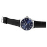 Montre Homme Q&Q bracelet cuir véritable noir cadran bleu