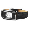 Montre Akzent bracelet cuir synthétique noir boîtier rectangulaire Femme cadran noir