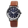 Montre bracelet cuir synthétique brun Excellanc Homme cadran bleu 41 mm