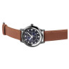 Montre bracelet cuir synthétique brun Excellanc Homme cadran bleu 41 mm