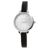 Montre Excellanc bracelet cuir synthétique noir Femme cadran argenté 32 mm