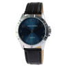 Montre Homme bracelet cuir synthétique noir Alain Miller cadran bleu