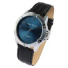Montre Homme bracelet cuir synthétique noir Alain Miller cadran bleu