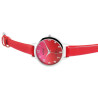 Montre Femme Akzent bracelet cuir synthétique rouge placage IP