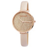 Montre Femme Excellanc bracelet cuir synthétique beige cadran doré pailleté 34 mm