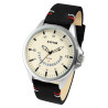 Montre Homme bracelet cuir véritable noir Raptor cadran crème