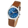 Montre Homme Excellanc bracelet cuir synthétique brun cadran bleu 35 mm