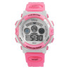 Montre Mixte Xinjia bracelet silicone rose cadran blanc