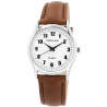 Montre Homme Excellanc bracelet cuir synthétique brun cadran blanc 32 mm