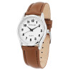 Montre Homme Excellanc bracelet cuir synthétique brun cadran blanc 32 mm