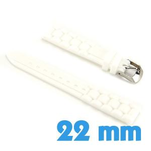 Bracelet 22 mm Blanc pour montre Silicone