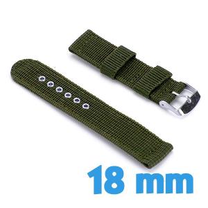 Bracelet de montre Vert foncé Nylon 18 mm 