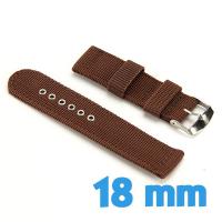 Bracelet 18 mm de montre Marron Nylon 
