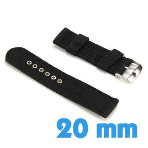 Bracelet Nylon 20 mm Noir de montre