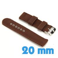 Bracelet Nylon Sable brun montre 20mm