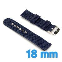 Bracelet 18mm pour montre Bleu foncé Nylon