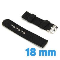 Bracelet Nylon Noir montre 1.8 cm