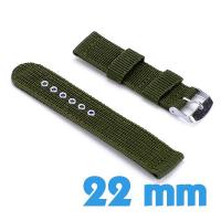 Bracelet de montre 22 mm Vert militaire Nylon