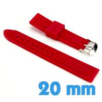 Bracelet montre Rouge Silicone  20 mm pas cher