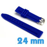 Large bracelet Silicone 24mm Bleu montre 